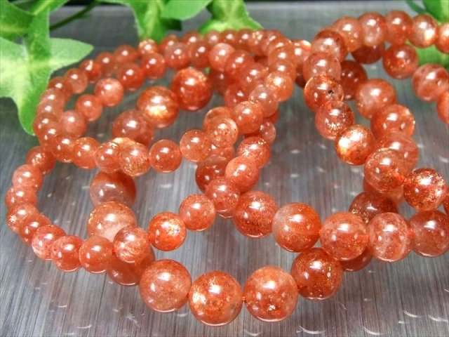キラキラ透明 AA サンストーン ブレスレット 8.5mm-9mm×22珠前後 太陽
