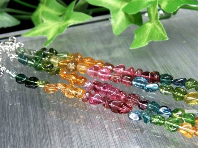 宝石質タンブル 5A MIXトルマリン 電気石 デザインブレスレット 4mm