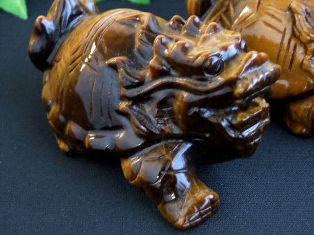 大サイズ タイガーアイ ロングイ 龍亀 彫刻 置物 最大幅約62mm 重さ