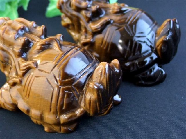 大サイズ タイガーアイ ロングイ 龍亀 彫刻 置物 最大幅約62mm 重さ