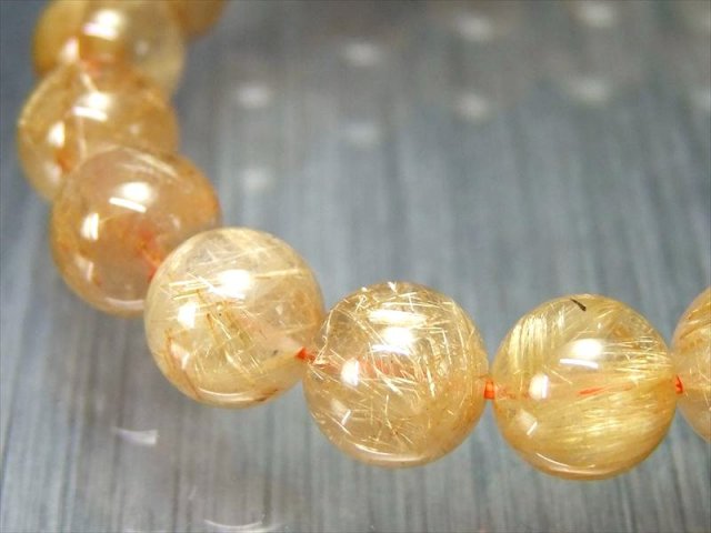 繊細束針 4A 煌めき ゴールドルチルクォーツ ブレスレット 9.5mm-10mm