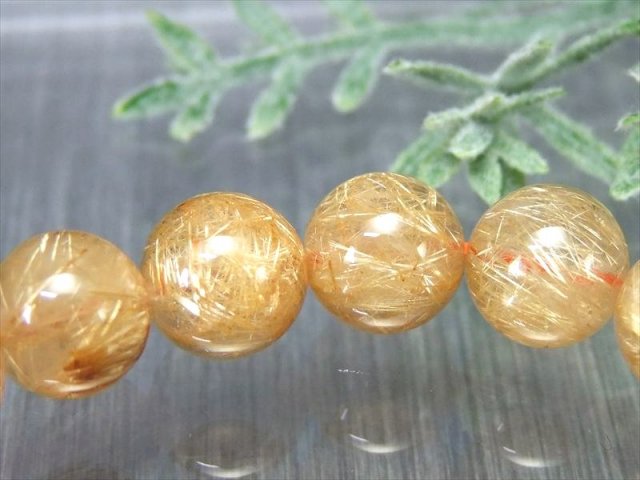 繊細束針 4A 煌めき ゴールドルチルクォーツ ブレスレット 9.5mm-10mm