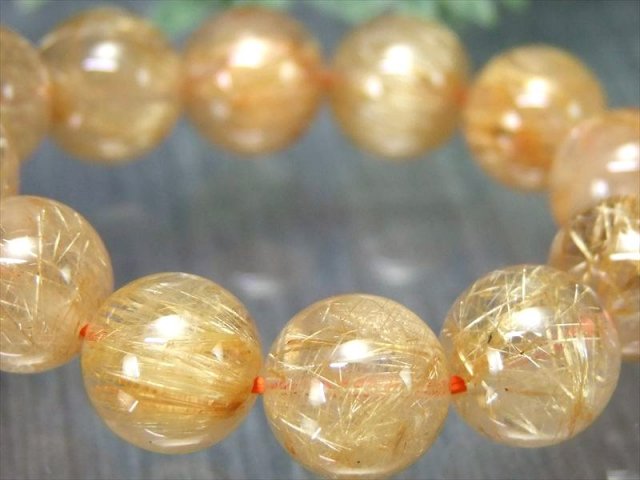 繊細束針 4A 煌めき ゴールドルチルクォーツ ブレスレット 9.5mm-10mm