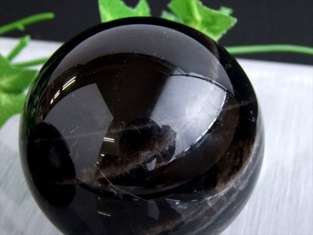 3A 黒水晶 モリオン 丸玉 置物 1個売り 直径約48mm-50mm 大人気