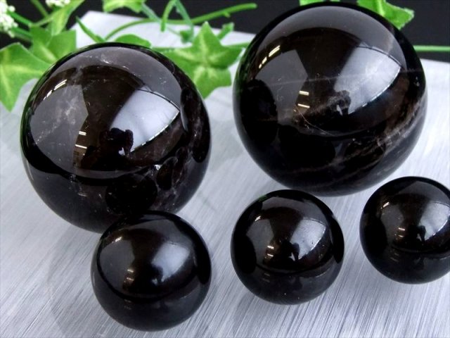【Zin】モリオン スフィア55mm黒水晶 天然石 浄化 魔除け 3A 黒水晶 モリオン 丸玉 置物 1個売り 直径約48mm-50mm 大人気