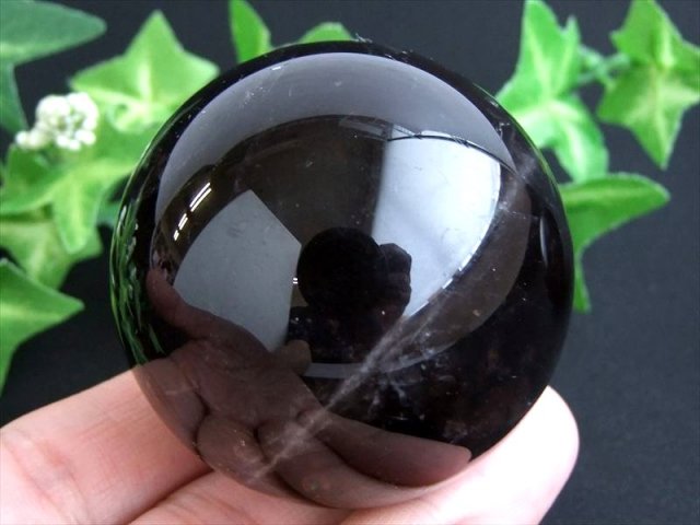 3A 黒水晶 モリオン 丸玉 置物 1個売り 直径約48mm-50mm 大人気