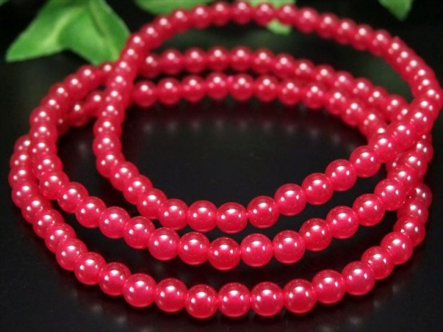 シンセティックルビー 合成ルビー ブレスレット 約6mm-6.5mm×29珠前後