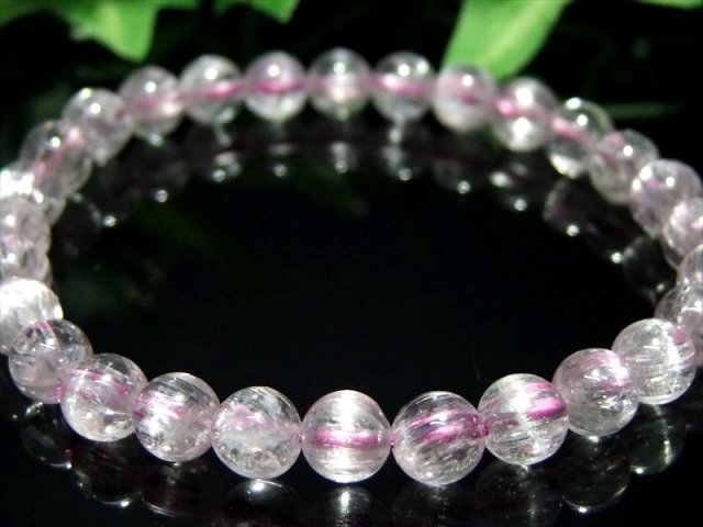 5A キャッツアイ クンツァイト ブレスレット 6.5mm-7mm×28珠 きらりと