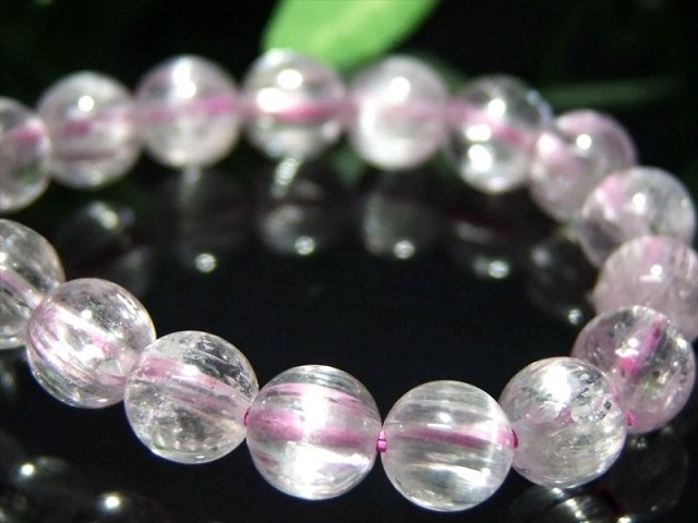 5A キャッツアイ クンツァイト ブレスレット 6.5mm-7mm×28珠 きらりと