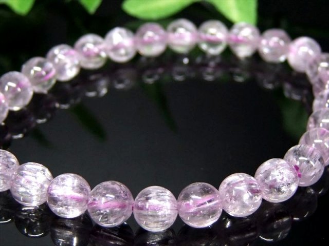 5A キャッツアイ クンツァイト ブレスレット 6.5mm-7mm×28珠 きらりと