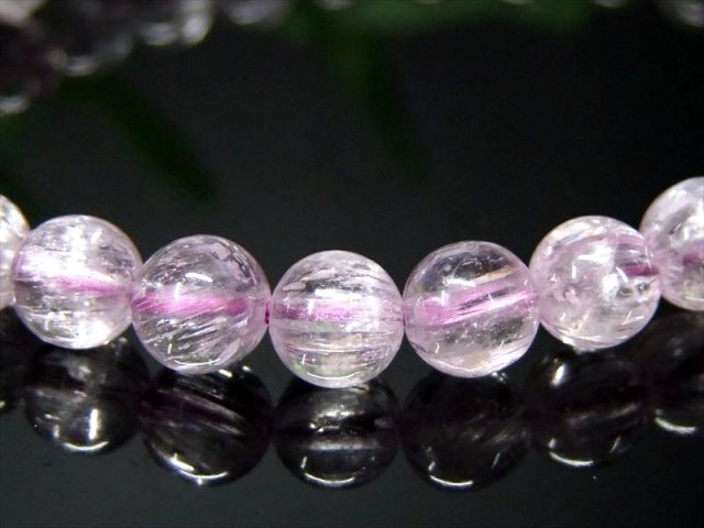 5A キャッツアイ クンツァイト ブレスレット 6.5mm-7mm×28珠 きらりと