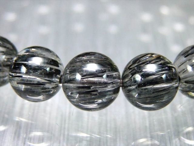激レア・針の向きが揃ったタイプ 5A ブラックルチル クォーツ ブレスレット 9mm-9.5mm×21珠 最強勝ち運ルチル ビジネス運の向上に 黒針 一点物 ブラジル産