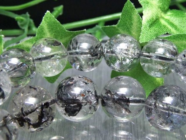 虹入り珠有り 2A エレスチャルクォーツ ブレスレット 10.5mm-11mm×19珠