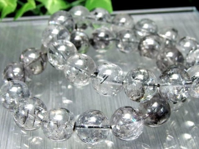 虹入り珠有り 2A エレスチャルクォーツ ブレスレット 11.5mm-12mm×18珠