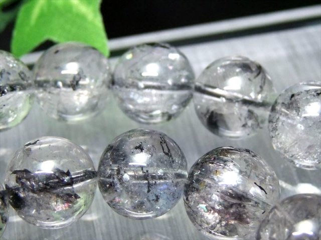 虹入り珠有り 2A エレスチャルクォーツ ブレスレット 11.5mm-12mm×18珠