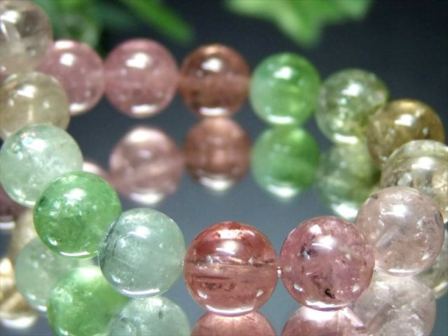 宝石級のパステルカラー S級 MIX トルマリン 電気石 ブレスレット 8.5mm-9mm×24珠 キャンディーカラー 幸運・健康を引き寄せる石 極上宝石質グレード 1点物