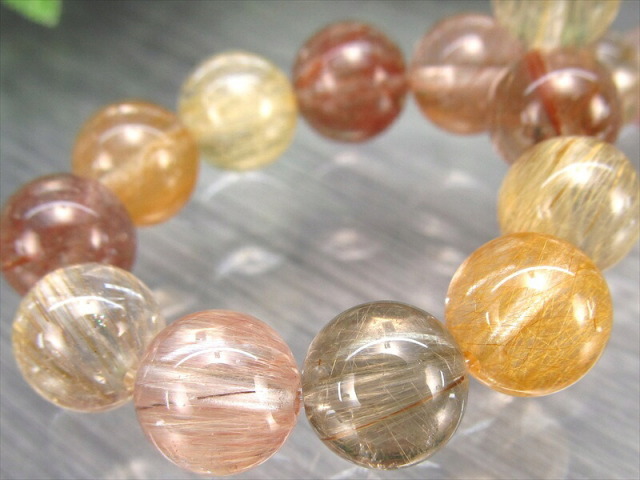 5A MIXルチル クォーツ ブレスレット 8mm-8.5mm×23珠 一点もの ブラジル産 パワーストーン 天然石