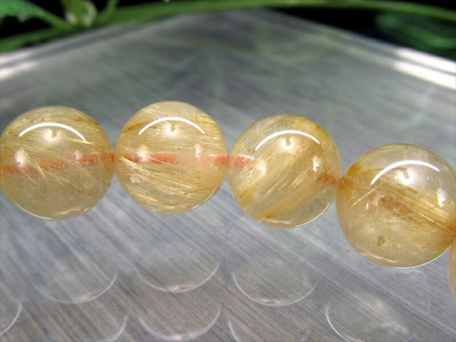 ルチルクォーツ ゴールドビーズ ブレスレット 繊細 束針 3A+ 煌めき