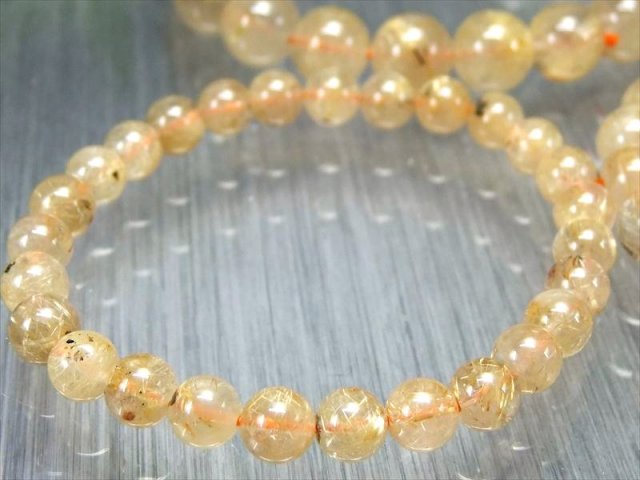 繊細針 3A ゴールドルチルクォーツ ブレスレット 10mm-10.5mm×19珠前後