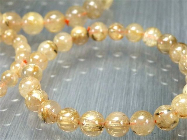 繊細針 3A ゴールドルチルクォーツ ブレスレット 8.5mm-9mm×23珠前後