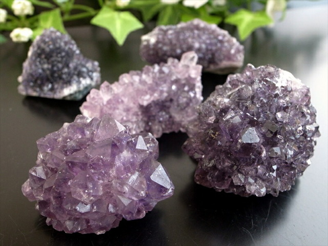 5個セット フラワーアメジスト クラスター 重さ 計181g 美結晶 愛の守護石 紫水晶 天然石 1点物 ブラジル産 パワーストーン 天然石