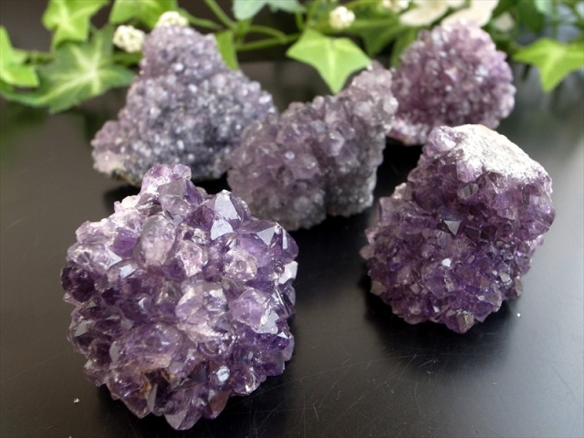 5個セット フラワーアメジスト クラスター 重さ 計200g 美結晶 愛の守護石 紫水晶 天然石 1点物 ブラジル産 パワーストーン 天然石