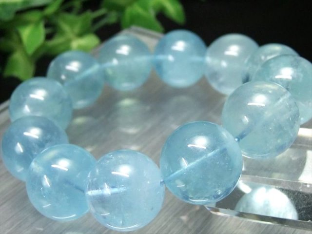 迫力の大珠 3A アクアマリン ブレスレット 18mm-19mm×12珠 3月誕生石 海の守護石 美しい若さと幸せな喜びの象徴 月の女神『ディアナ』の石 幸せな結婚の象徴