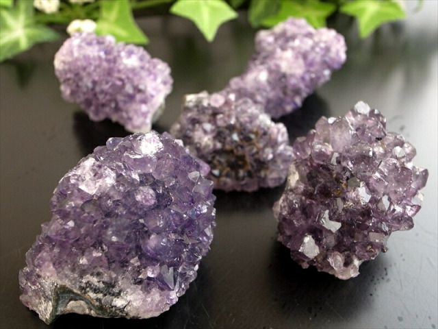 5個セット フラワーアメジスト クラスター 重さ 計186g 美結晶 愛の守護石 紫水晶 天然石 1点物 ブラジル産 パワーストーン 天然石