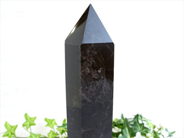 黒水晶 モリオン ポイント 専用木製台座付 高さ255mm 重さ886g 強力な