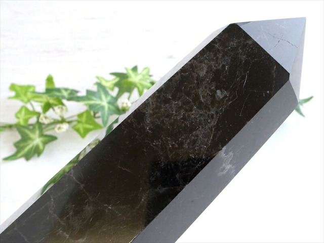 黒水晶 モリオン ポイント 専用木製台座付 高さ255mm 重さ886g 強力な