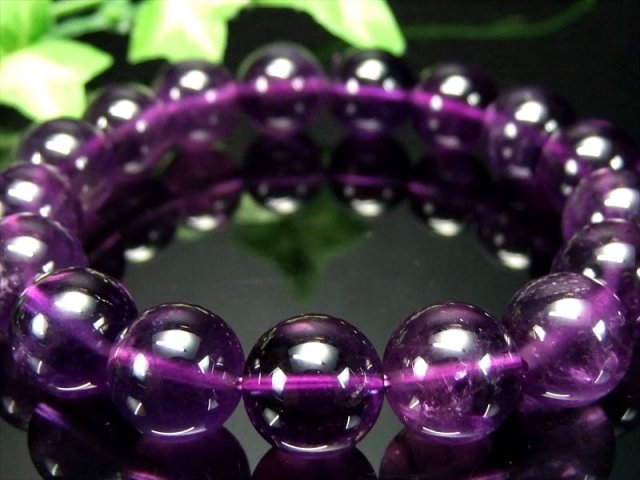 店頭展示中 濃紫 大珠 4A アメジスト ブレスレット 12.5mm-13mm×17珠