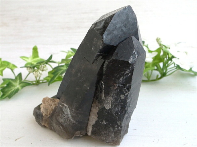 天然の黒光り 天然 黒水晶 モリオン クラスター 原石 重さ559g 最大幅約134mm 大自然の力強さを感じる漆黒の水晶 最強の魔除け・邪気払いの石 1点物