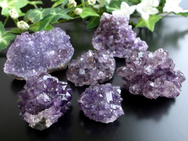 6個セット フラワーアメジスト クラスター 重さ 計236g 美結晶 愛の守護石 紫水晶 天然石 1点物 ブラジル産 パワーストーン 天然石