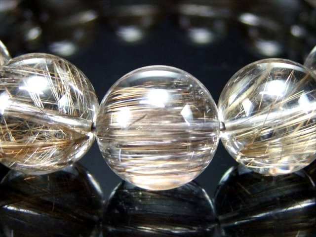 超透明水晶 過去最高品質 S級 シルバー ルチルクォーツ ブレスレット 14mm-14.5mm×15珠 煌き抜群 シルバー針 ビジネスのお守りに 1点もの ブラジル産 bl-p-g
