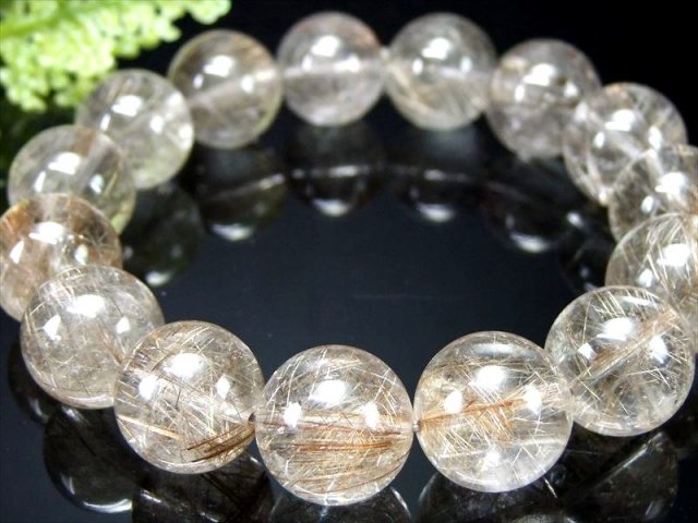これぞシルバー色 4A+ シルバールチルクォーツ ブレスレット 14mm-14.5