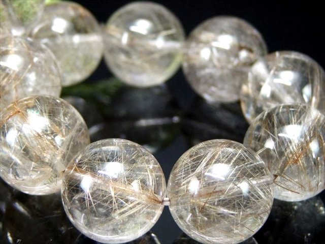 これぞシルバー色 4A+ シルバールチルクォーツ ブレスレット 14mm-14.5mm×15珠 煌き抜群 繊細シルバー針 水晶と針の絶妙バランス ビジネスのお守りに