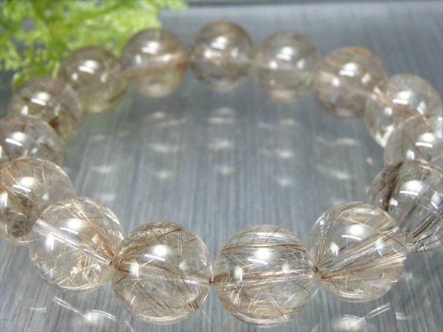 これぞシルバー色 4A+ シルバールチルクォーツ ブレスレット 14mm-14.5
