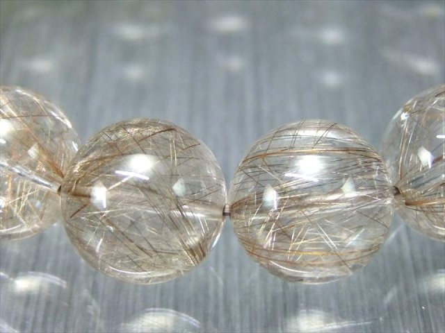 これぞシルバー色 4A+ シルバールチルクォーツ ブレスレット 14mm-14.5