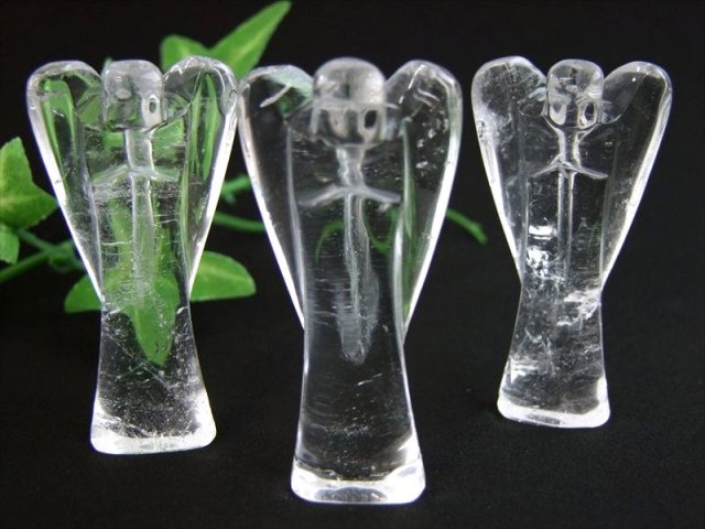 レムリアン水晶 エンジェル 彫刻置物 ギャランティカード付 1個売り 高さ約57mm前後 古代の叡智を封じ込めた水晶 レムリアンクリスタル 可愛いミニサイズ