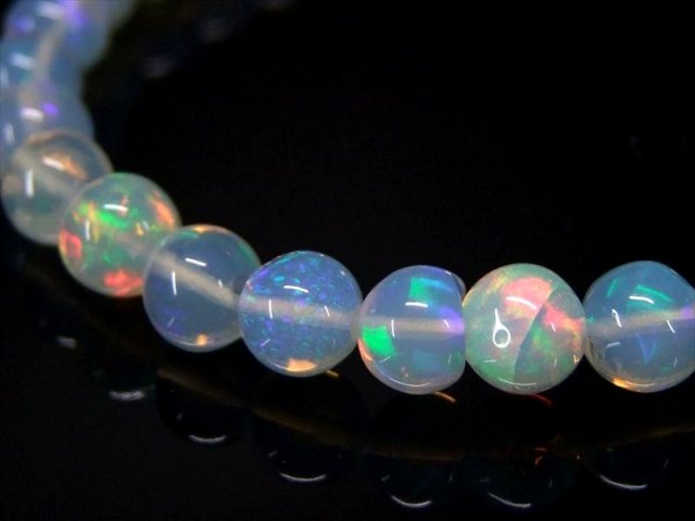 5A プレシャスオパール ブレスレット 6mm-6.5mm×31珠 幸運を呼び込む 一点物 エチオピア産 bl- パワーストーン 天然石