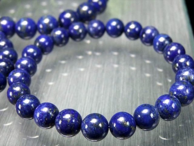 AA ラピスラズリ ブレスレット パイライト入り 10.5mm-11mm×19珠前後