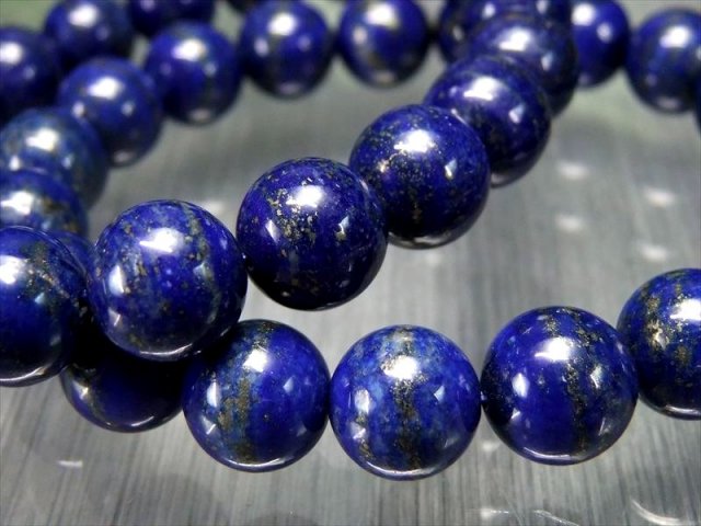 AA ラピスラズリ ブレスレット パイライト入り 10.5mm-11mm×19珠前後