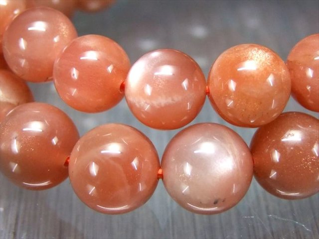 オレンジ ムーンストーン ブレスレット 9.5mm-10mm×20珠前後 艶々