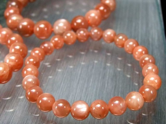 オレンジ ムーンストーン ブレスレット 9.5mm-10mm×20珠前後 艶々
