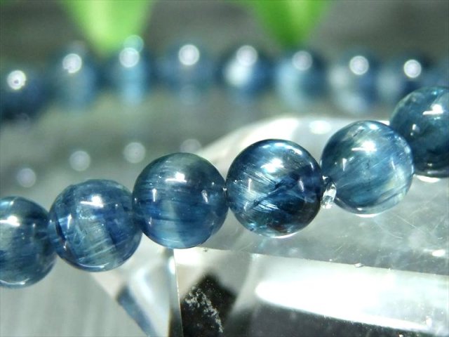 5A 超透明 カイヤナイト ブレスレット 6mm-6.5mm×28珠 希少シリカ入りカイヤナイト 美しいシラーが浮かぶ層状結晶 インスピレーションを高める石 一点物