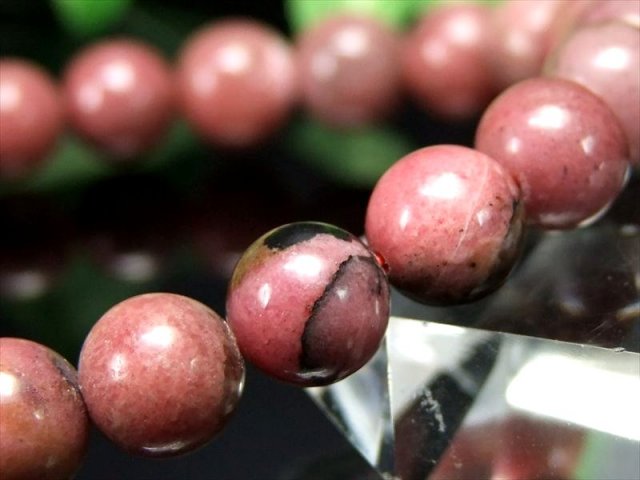 愛知ロードナイト 4A 国産 ロードナイト シリカ ブレスレット 8.5mm-9mm×22珠 最愛のパートナーを見つける石 薔薇輝石 証明書付き 1点もの 愛知県