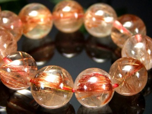 希少な タイチン針 4A オレンジ ルチルクォーツ ブレスレット 11mm-12mm×18珠 金運と活力の石 一点もの ブラジル産 パワーストーン 天然石 タイチンルチル