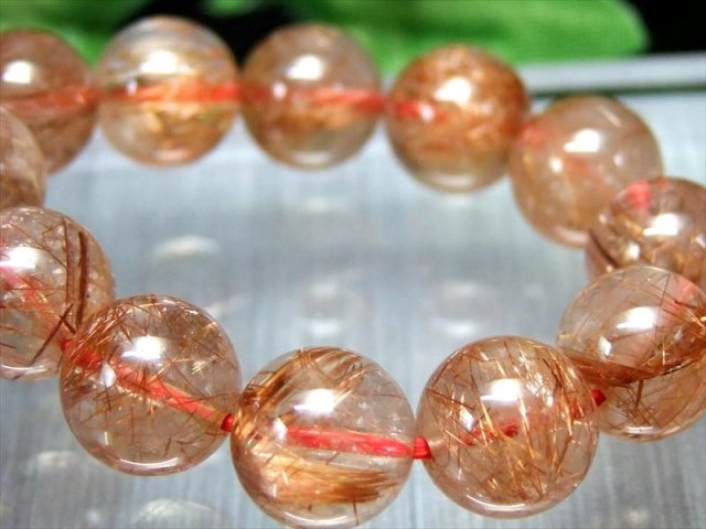 希少な タイチン針有り 4A オレンジ ルチルクォーツ ブレスレット 9.5mm-10mm×21珠 金運と活力の石 一点もの ブラジル産 パワーストーン 天然石