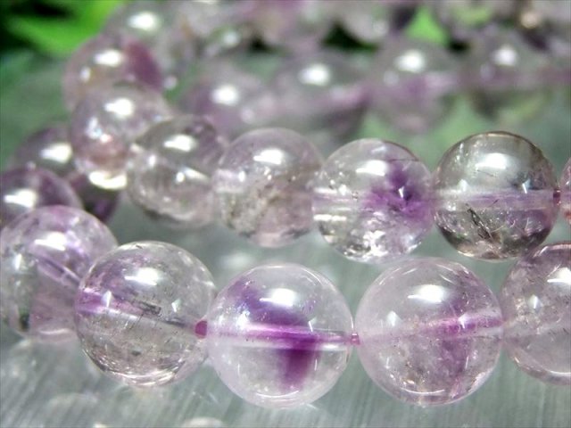 アメジスト エレスチャル ファントム ブレスレット 8.5mm-9mm×22珠前後 淡く可憐なラベンダーカラー 虹が輝く珠も 2月誕生石 アメジストエレスチャル