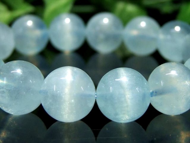 激レア キャッツアイ効果 3A キャッツアイ アクアマリン ブレスレット 12mm-12.5mm×16珠 3月誕生石 海の守護石 美しい若さと幸せな喜びの象徴